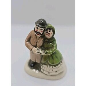 Vintage Mr USA - Ceramic Man & Woman Carrollers - Figurine Christmas Village